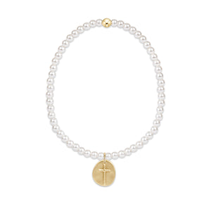 Enewton Small Inspire Gold Charm Classic Pearl 3mm Bead Bracelet