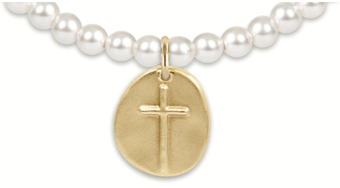 Enewton Inspire Gold Charm Classic Pearl 4mm Bead Bracelet
