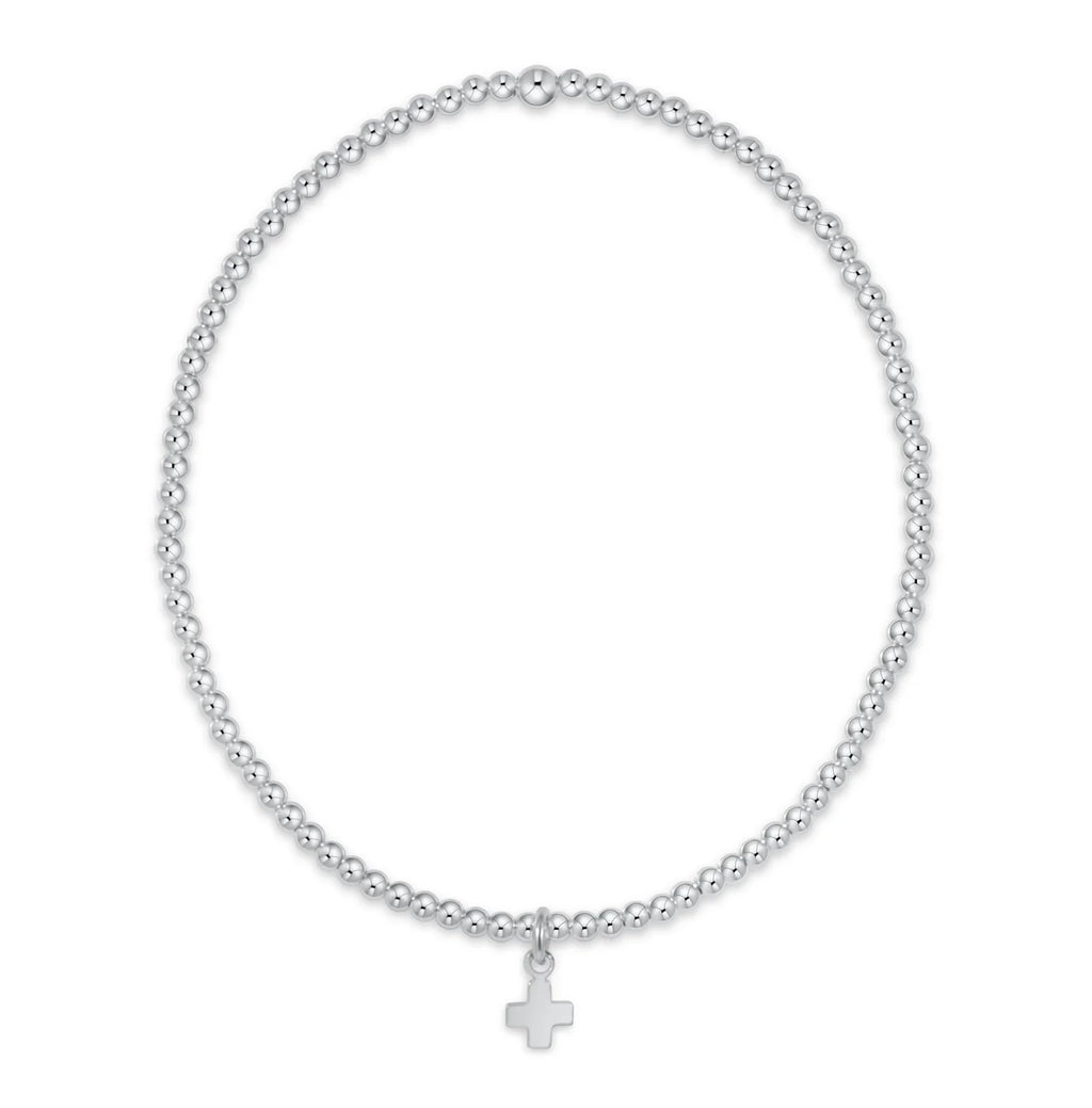 Enewton Small Signature Cross Classic Sterling Silver 2mm Bead Bracelet