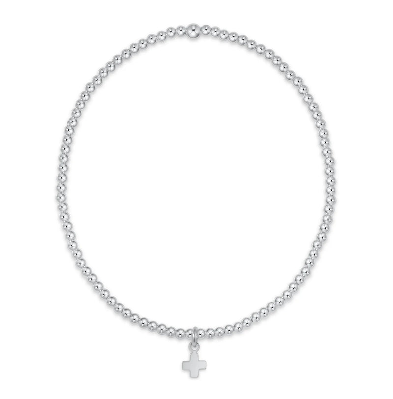 Enewton Small Signature Cross Classic Sterling Silver 2mm Bead Bracelet