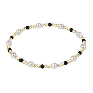 Enewton Pearl & Faceted Onyx Sincerity Pattern 4mm Gold Bead Bracelet
