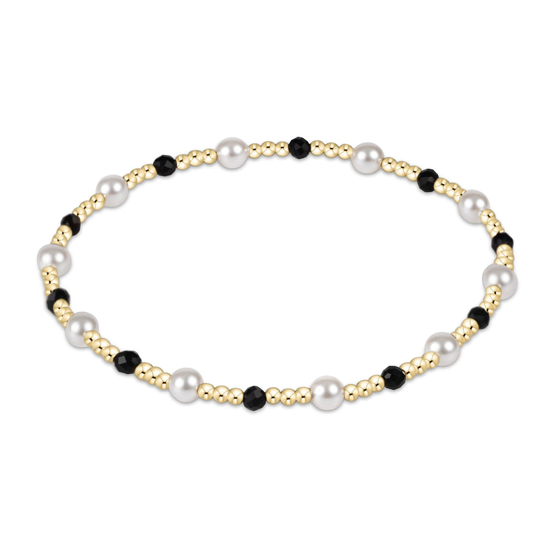 Enewton Pearl & Faceted Onyx Sincerity Pattern 4mm Gold Bead Bracelet