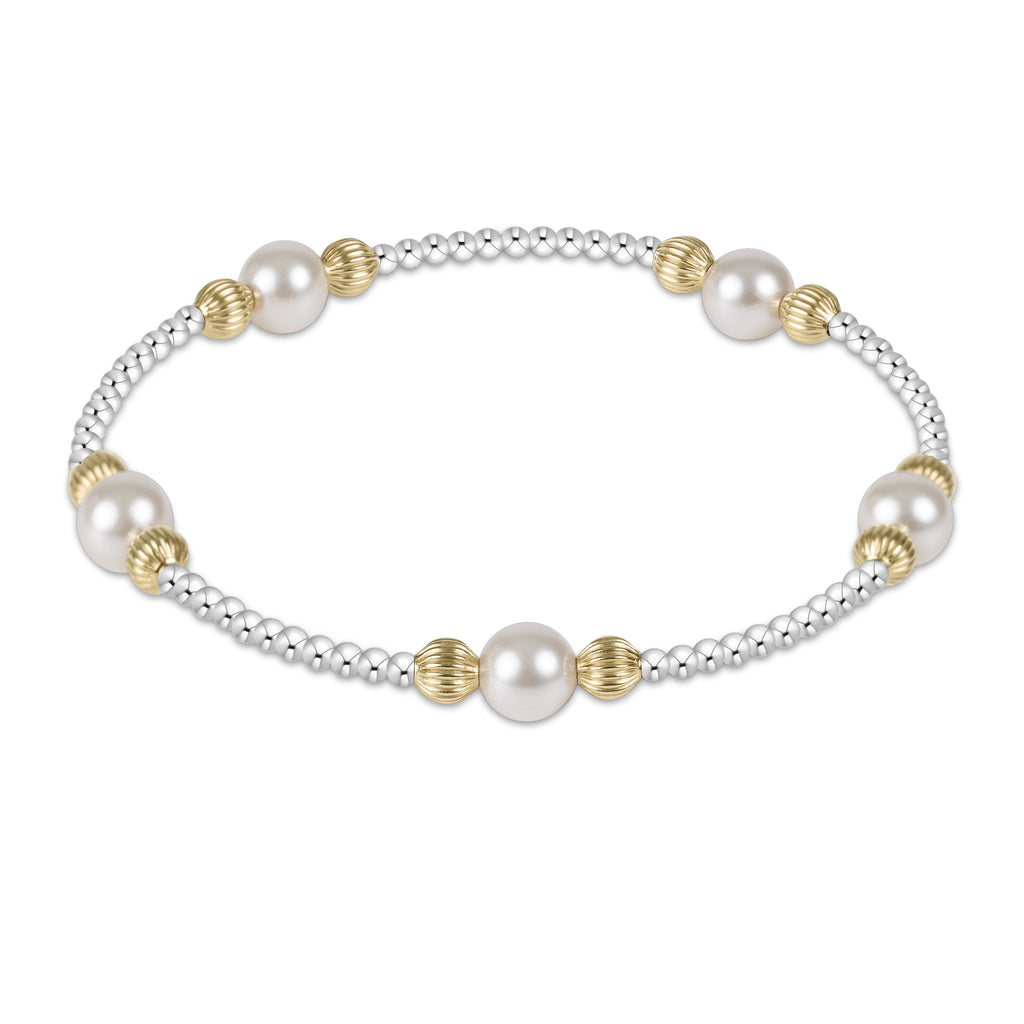 Enewton Pearl Purpose Dignity Pattern 6mm Mixed Metal Bead Bracelet