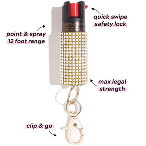 Gold Rhinestone Bling Sting Pepper Spray