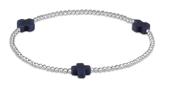 Enewton Navy Signature Cross 2mm Sterling Silver Bead Bracelet