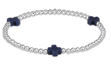 Enewton Navy Signature Cross 3mm Sterling Silver Bead Bracelet