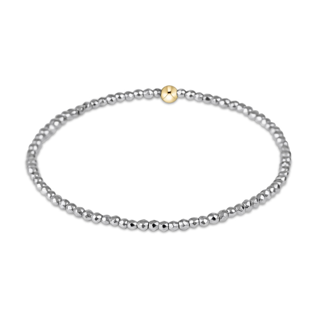 Enewton Silver Faceted Hematite 2mm Bead Bracelet