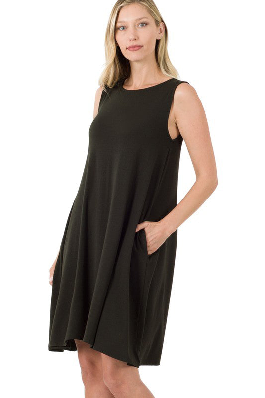 Natasha Black Sleeveless Flared Dress