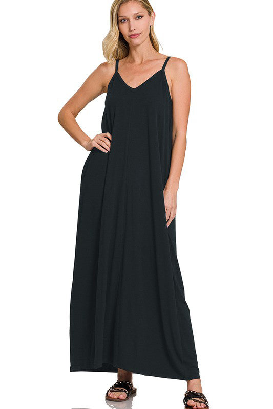 Camille Black V-Neck Maxi Dress