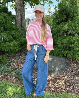 Miles Ahead Solid High Waist Wide-Leg Pants