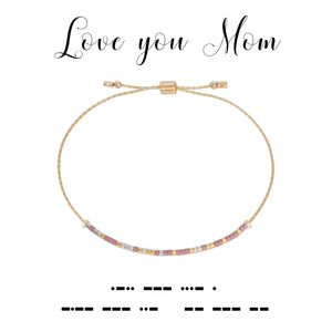 Love You Mom Dot & Dash Morse Code Bracelet