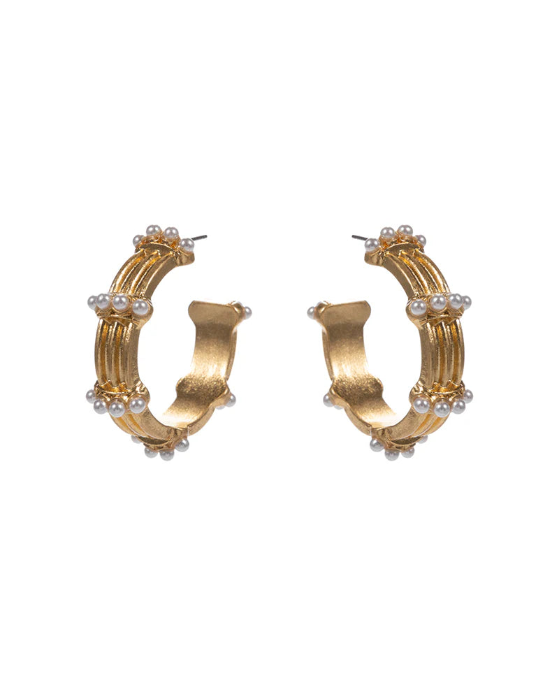 Vintage Pearl Hypoallergenic Hoop Earrings