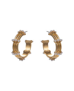 Vintage Pearl Hypoallergenic Hoop Earrings