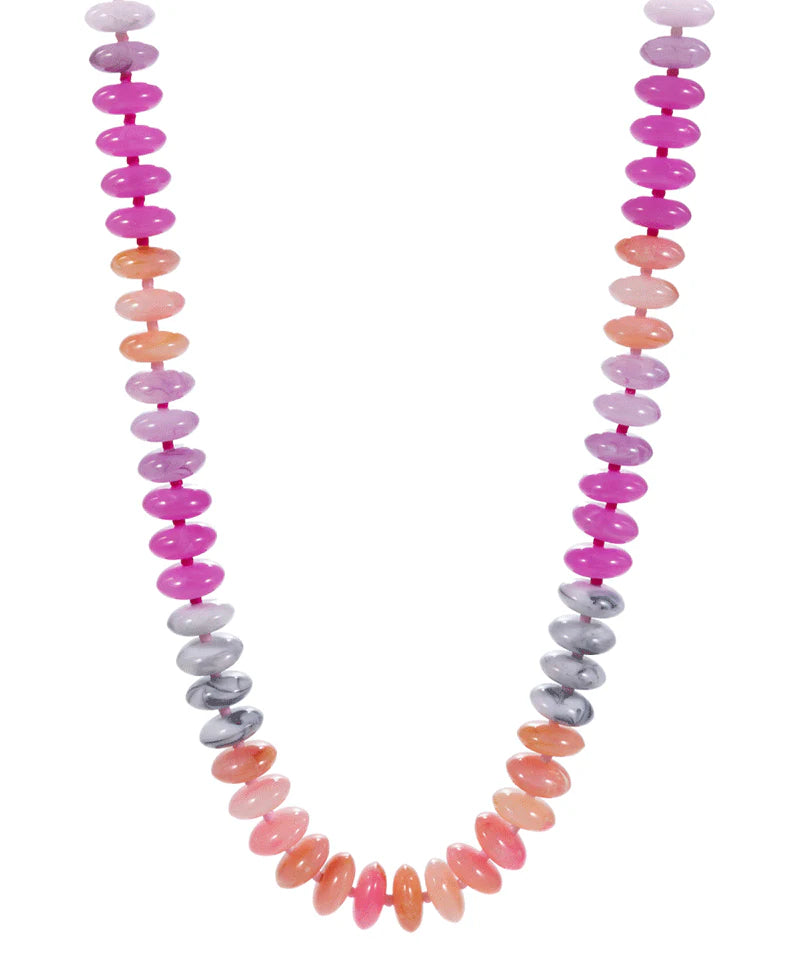 Natasha Oval Disk Pink Ombre Mixed Necklace