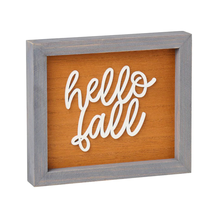 Hello Fall Laser Framed Sign