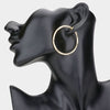 Textured Gold 1.75" Clip On Hoop Earrings