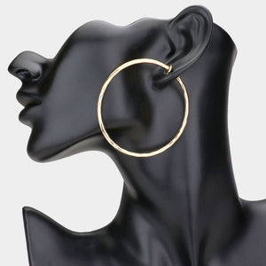 Gold 2.4" Clip On Hoop Earrings