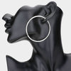 Silver 2.4" Clip On Hoop Earrings