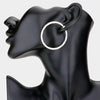 Textured Silver 1.75" Clip On Hoop Earrings