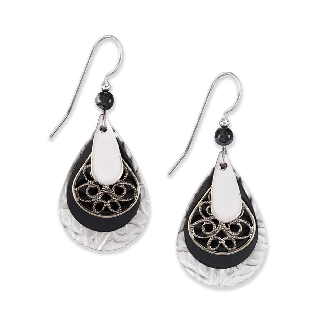 Large Tears with Filigree Silver Forest Earrings