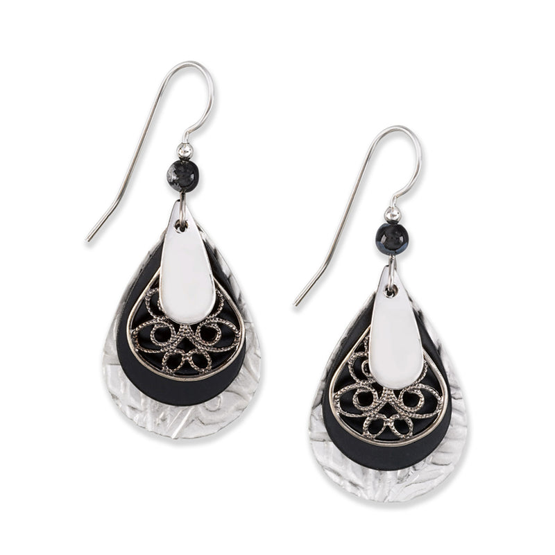 Large Tears with Filigree Silver Forest Earrings