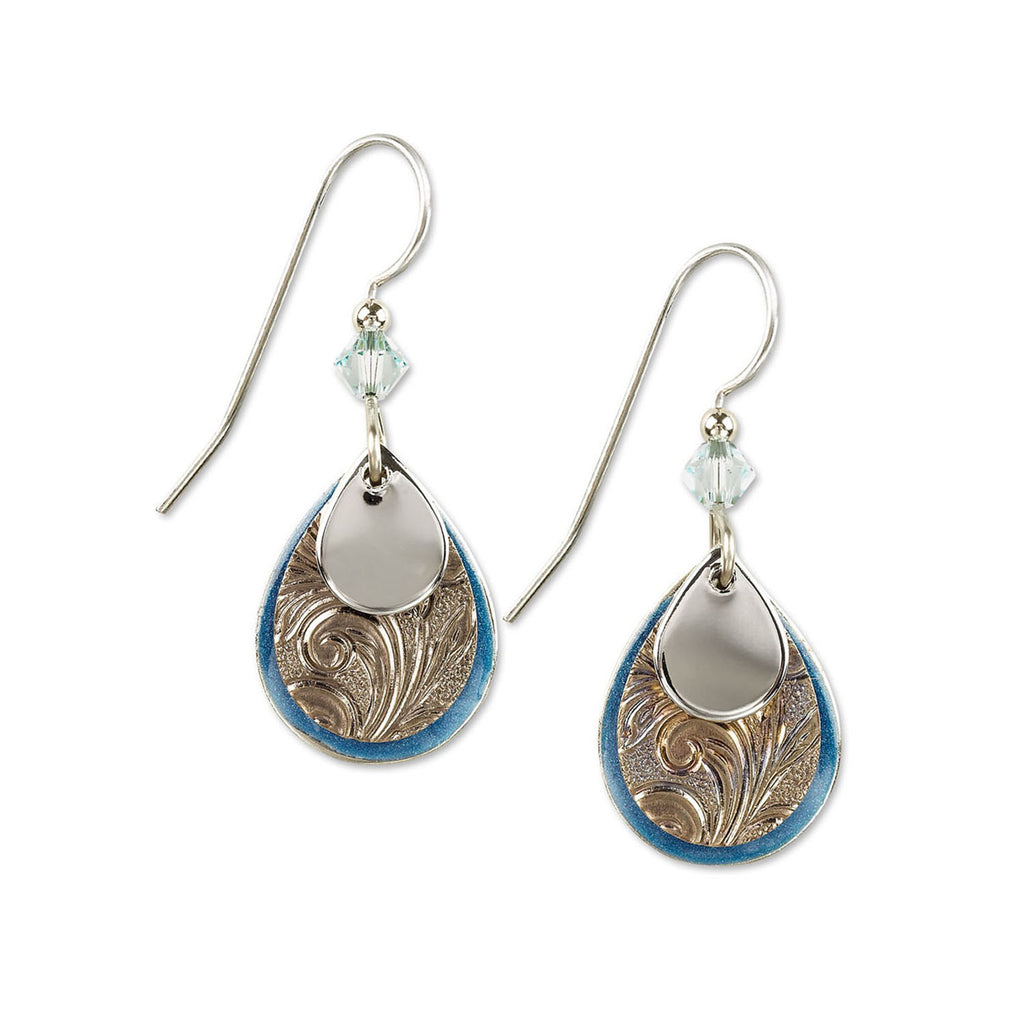 Blue Triple Tears Silver Forest Earrings