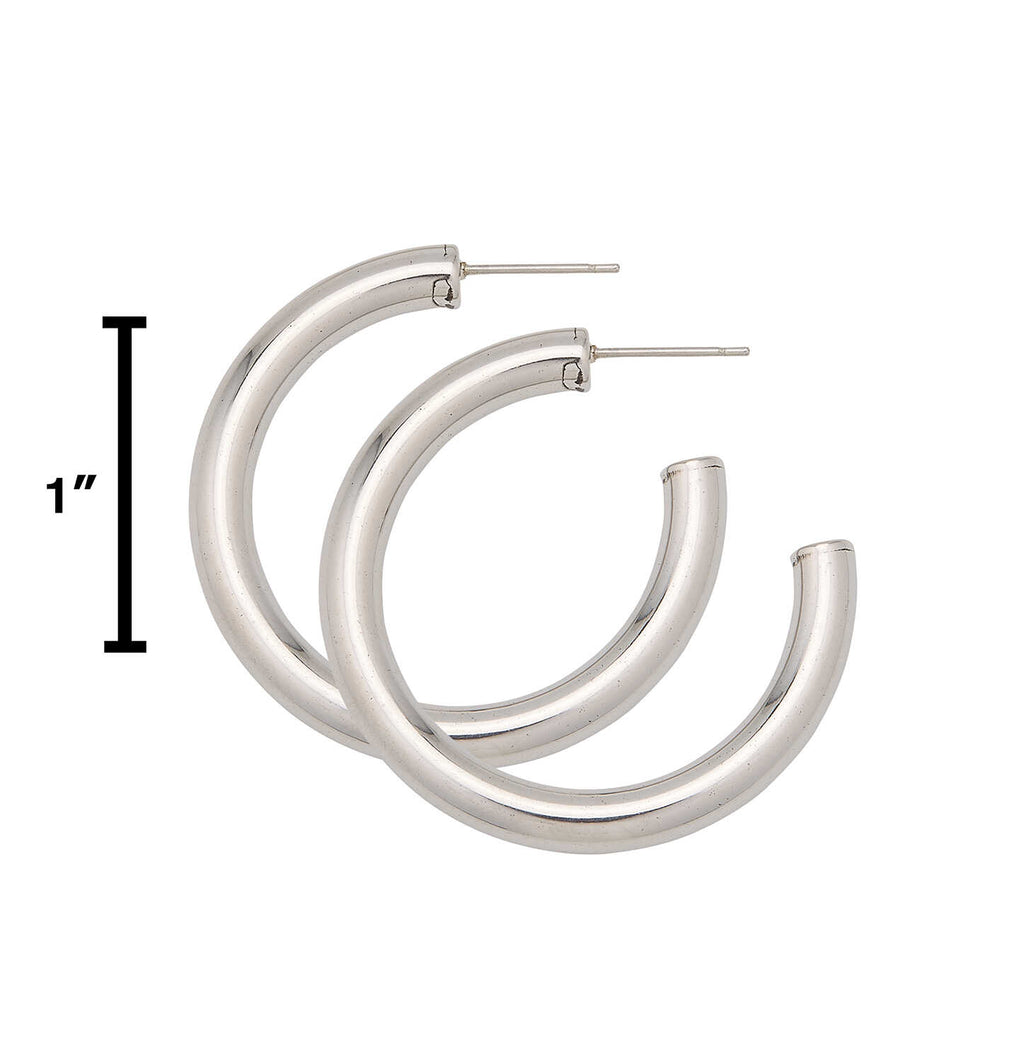 Water Resistant 40mm Silver Hollow Hoop Earrings