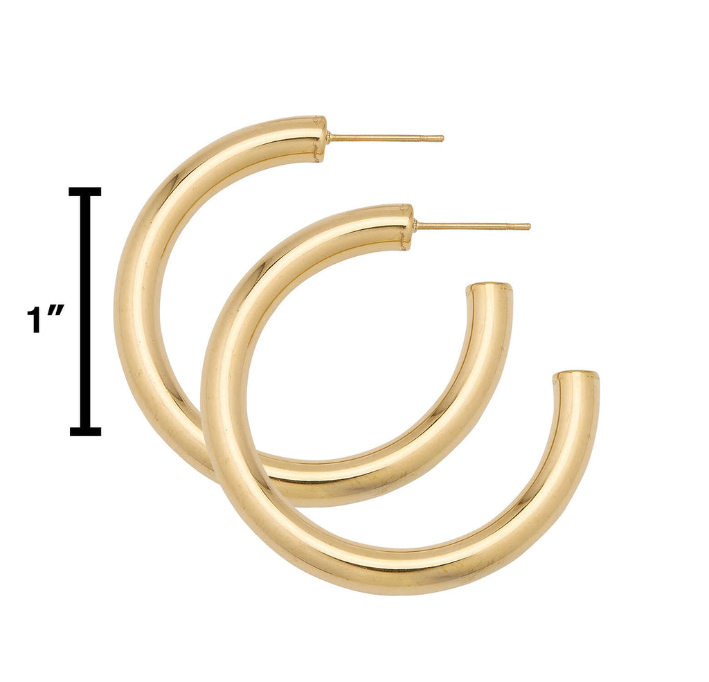 Water Resistant 40mm 14kt Gold Plated Hollow Hoop Earrings