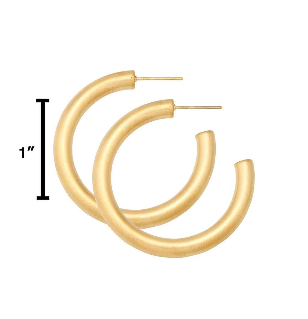 Water Resistant 40mm Matte Gold Hollow Hoop Earrings