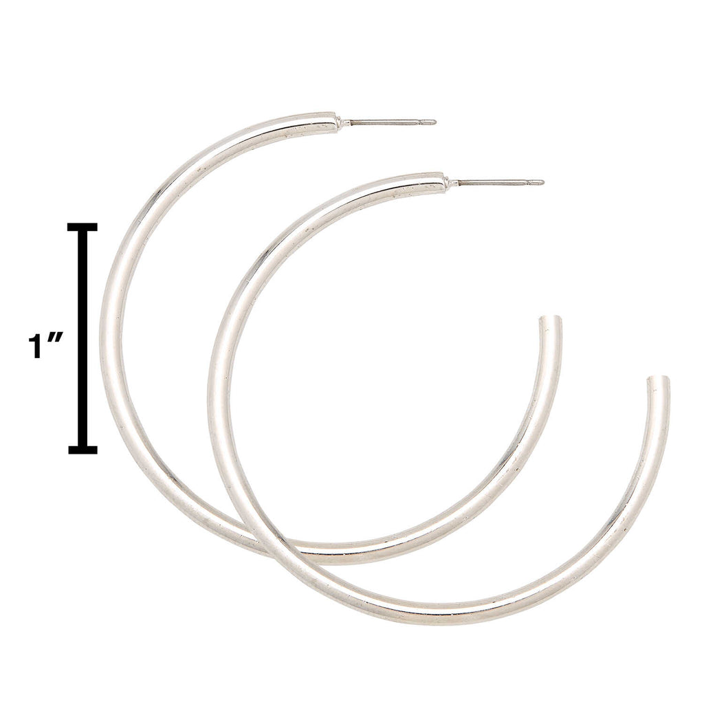 Water Resistant Silver Hollow Hoop Earrings
