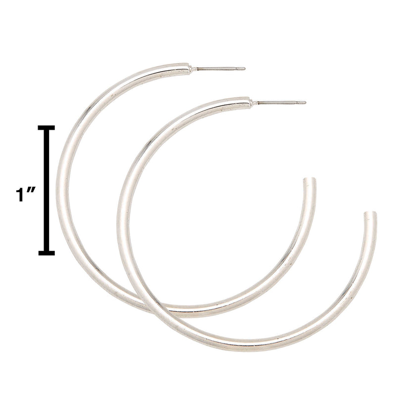 Water Resistant Silver Hollow Hoop Earrings