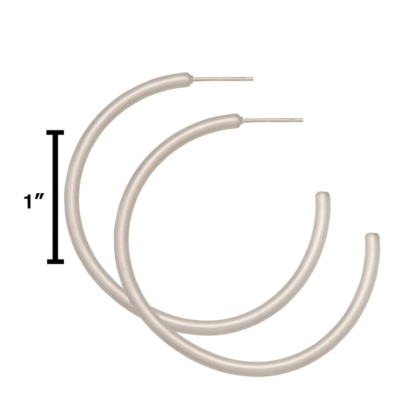 Water Resistant 50mm Matte Silver Hollow Hoop Earrings