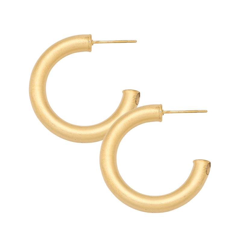 Water Resistant 30mm 14kt Matte Gold Plated Hollow Hoop Earrings