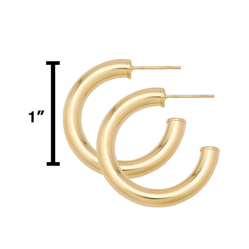 Water Resistant 30mm 14kt Gold Plated Hollow Hoop Earrings