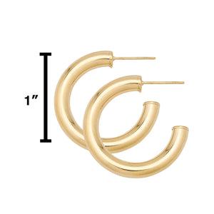 Water Resistant 30mm 14kt Gold Plated Hollow Hoop Earrings