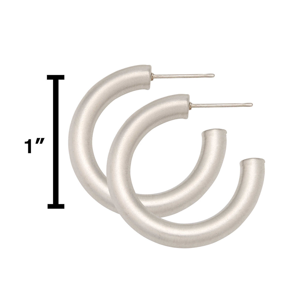 Water Resistant 30mm Matte Silver Hollow Hoop Earrings