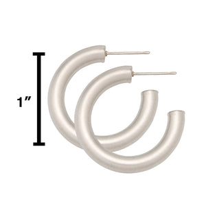 Water Resistant 30mm Matte Silver Hollow Hoop Earrings