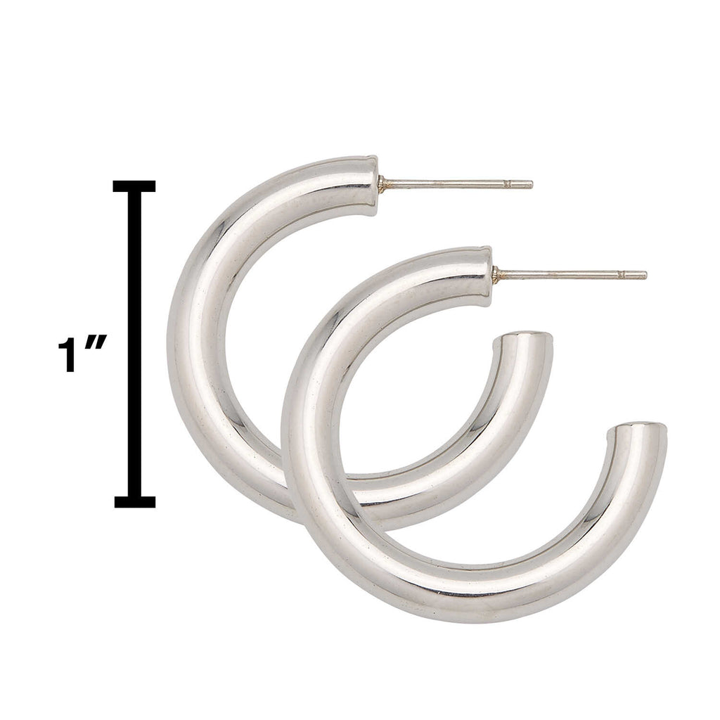Water Resistant 30mm Silver Hollow Hoop Earrings