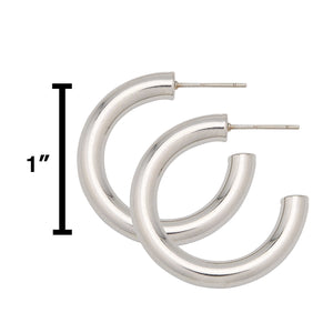 Water Resistant 30mm Silver Hollow Hoop Earrings