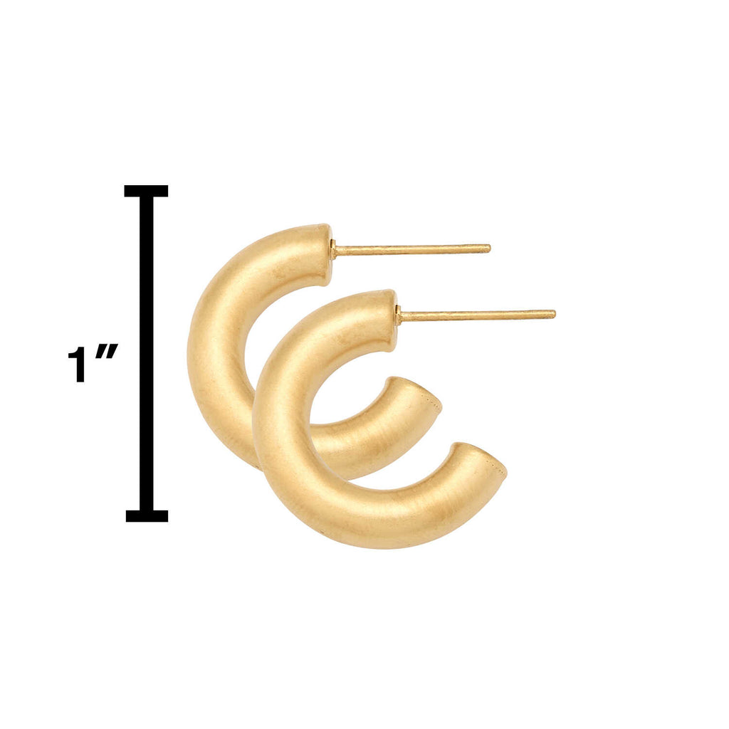 Water Resistant 20mm 14kt Matte Gold Plated Hollow Hoop Earrings