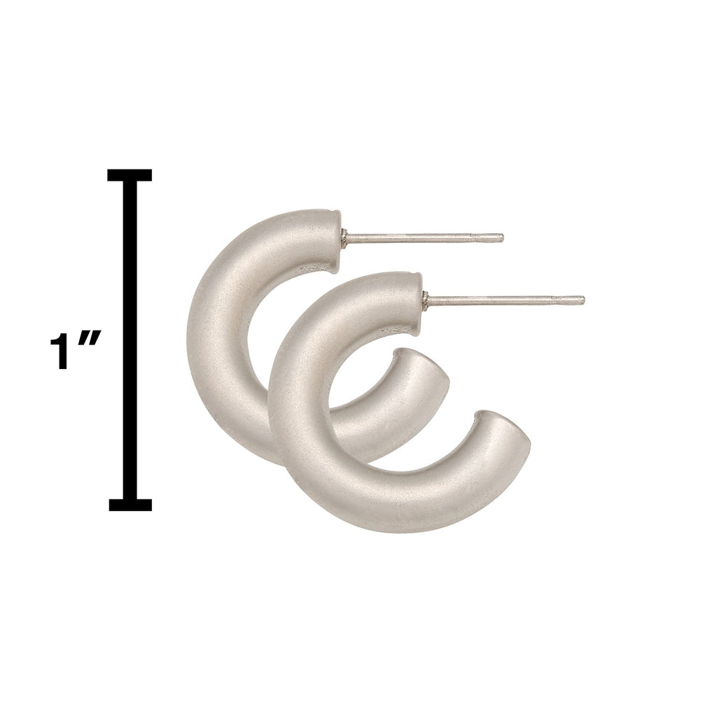 Water Resistant 20mm Matte Silver Hollow Hoop Earrings