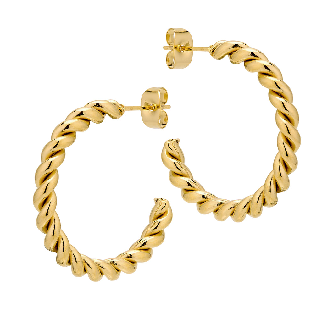 Twisted Cable Tarnish Free Hoop Earrings