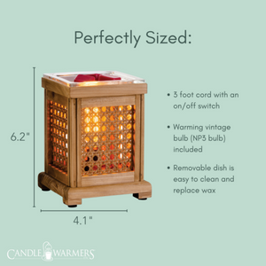 Wood & Cane Vintage Style Bulb Candle Warmer