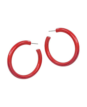 Bronya Red Metalic Coat Hoop Earrings