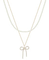 Crystal Ribbon & Pearl Layered Necklace