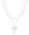 Crystal Ribbon & Pearl Layered Necklace