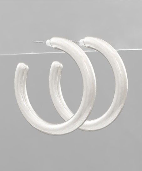 Kimberly Worn Silver Hoop Earrings
