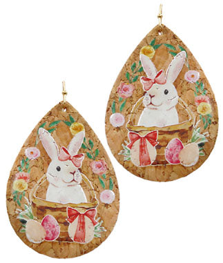 Bunny in a Basket Brown Earrings