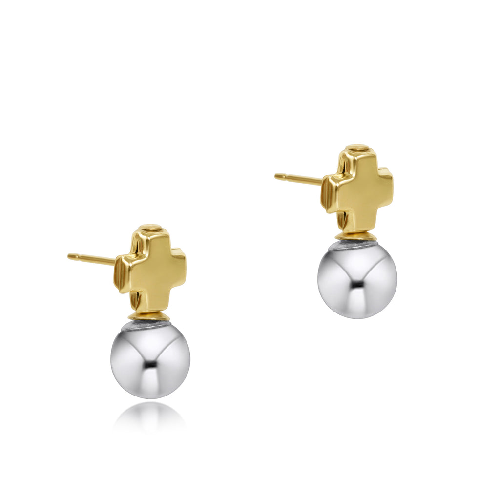 Enewton Mixed Metal Signature Cross Stud Earrings