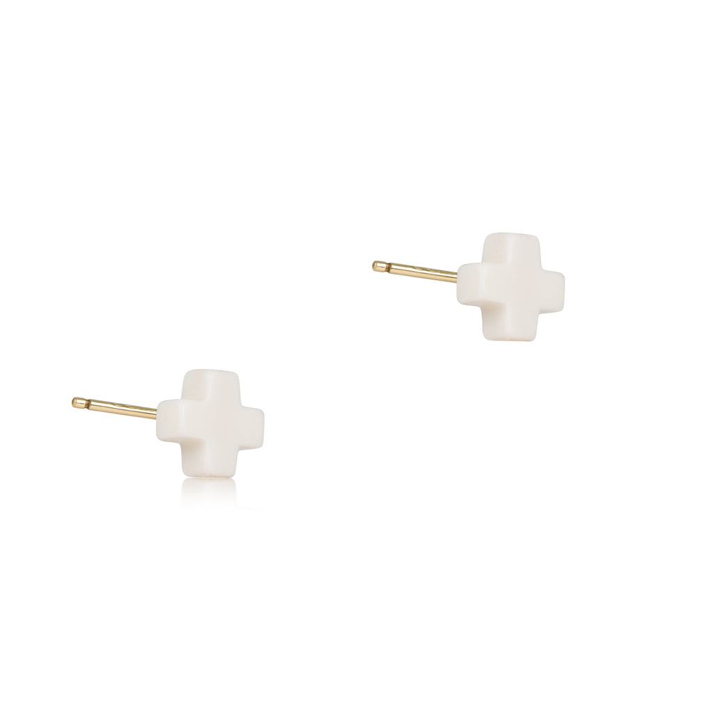 Enewton Off-White Small Signature Cross Stud
